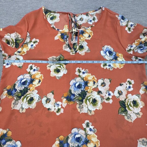 Zenobia Tunic Top Womens Coral Floral Bell Sleeve Boat Neck Tie Closure 3XL NWT - Picture 10 of 14